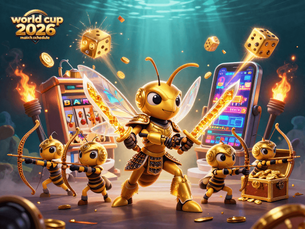 Engage with the world cup 2026 match schedule in a vibrant casino-themed illustration.