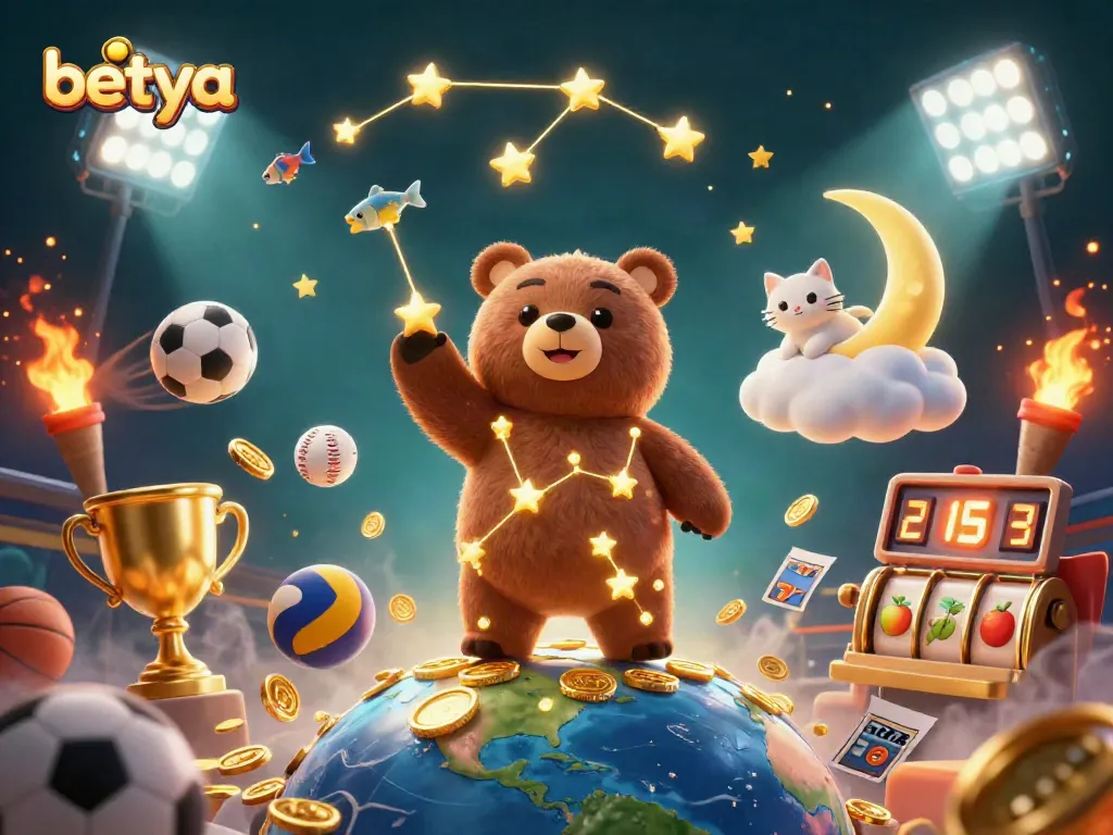 Experience the excitement of Betya's casino universe with colorful characters and dynamic game elements.