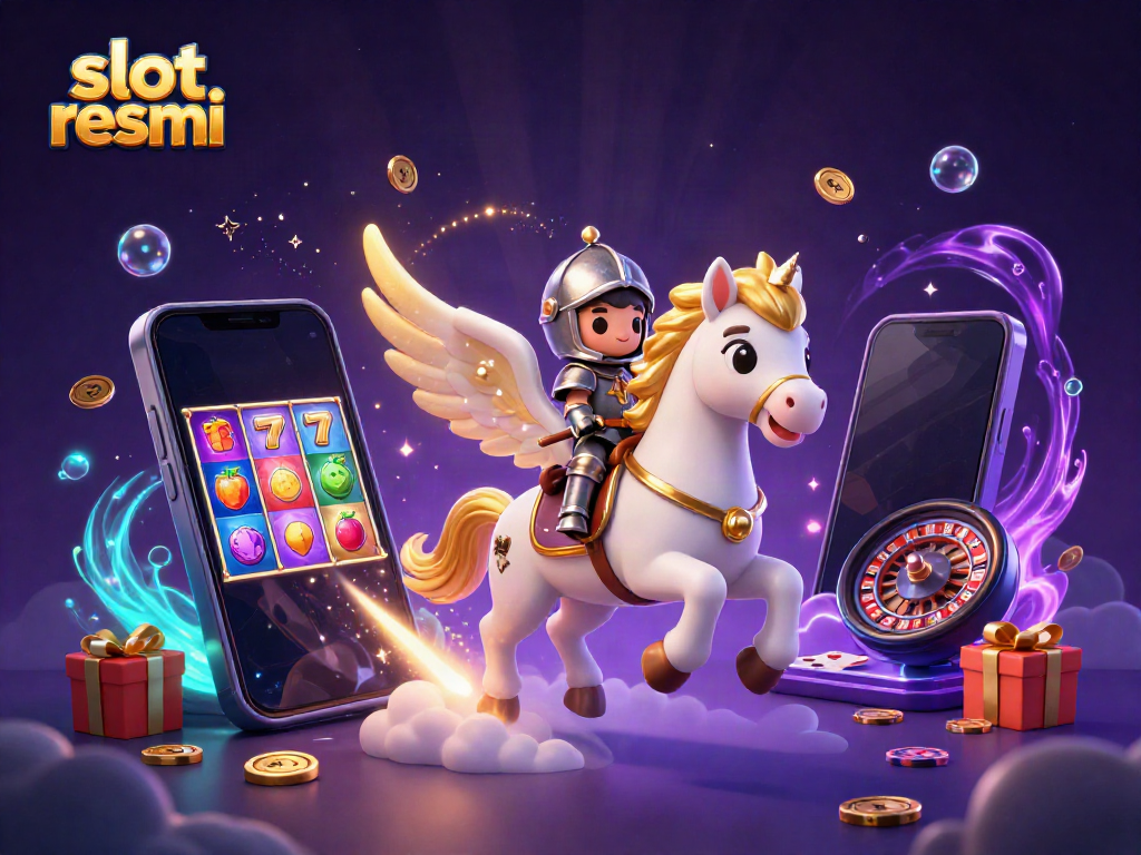 Experience the thrill of slot resmi with golden coins and vibrant 3D gaming elements.