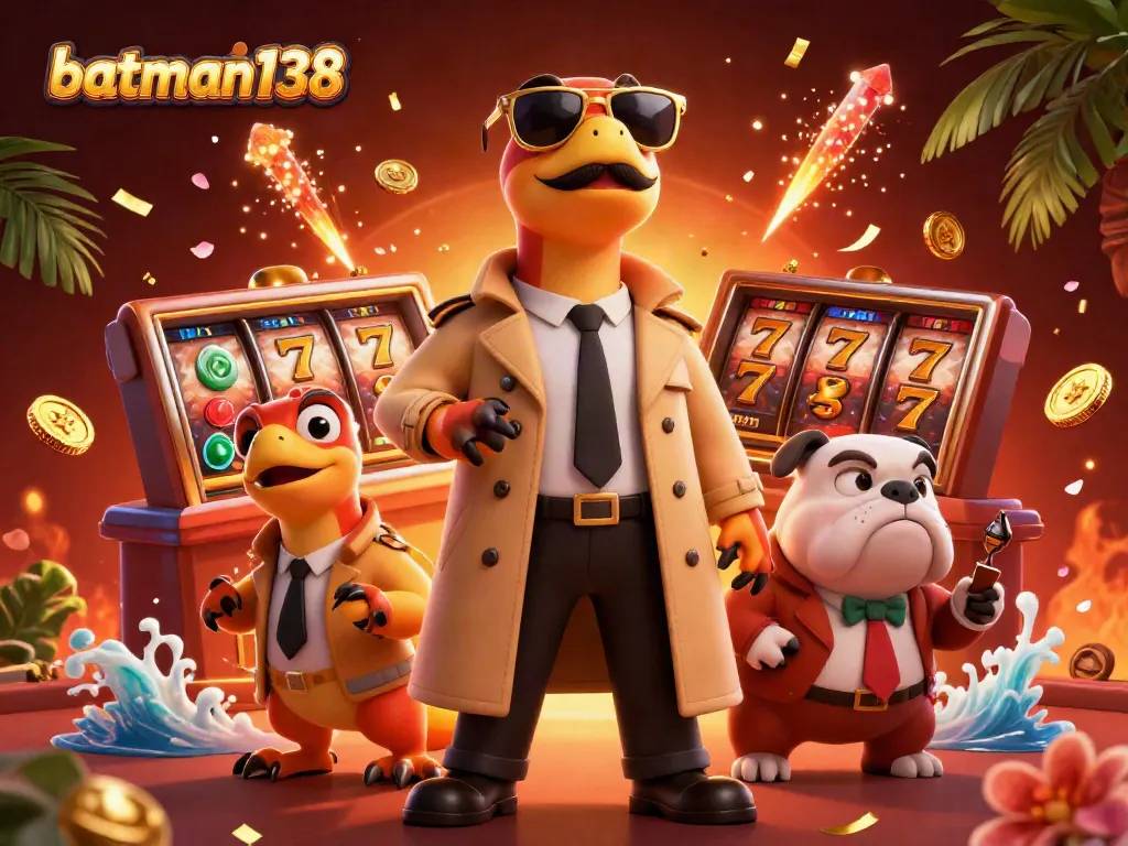 Experience the thrill of batman138 with raptors in a trench coat and casino elements energizing the scene.