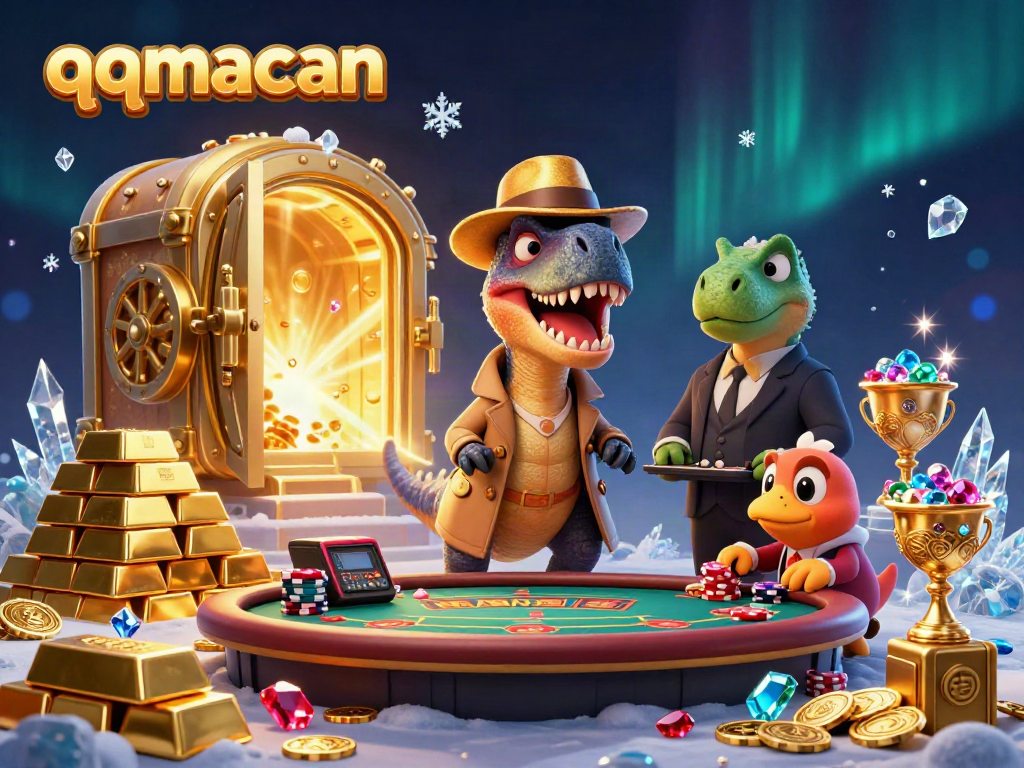 Unveil your luck with qqmacan at a blackjack table featuring animated dinosaurs.