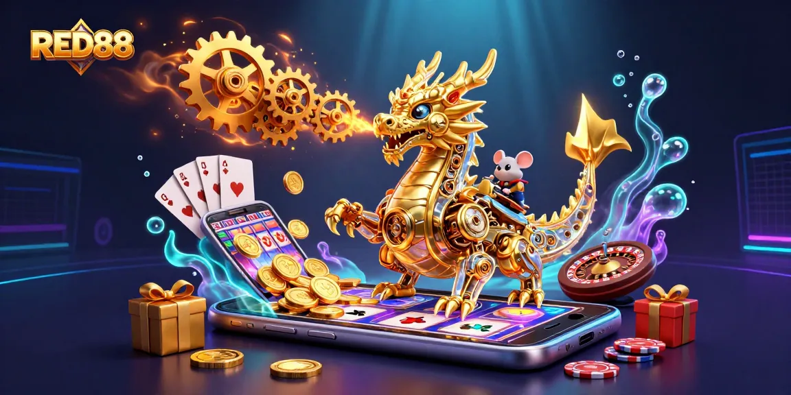 Engage in winning at RED88 with vibrant 3D illustrations of games and bonuses.