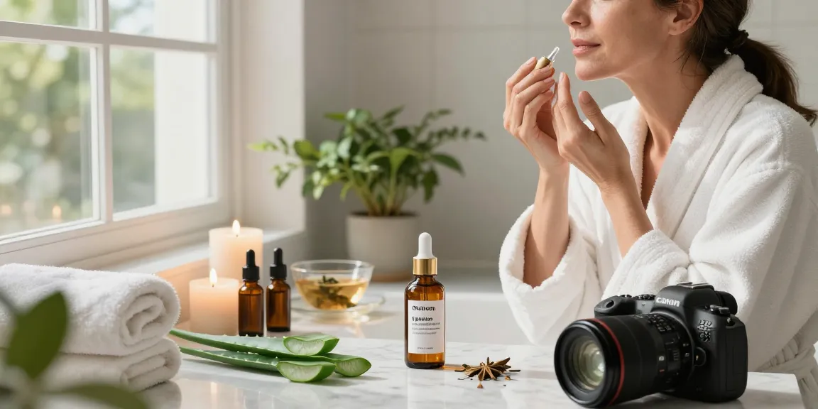 Woman applying Epitalon anti-aging peptide serum in a bright, serene spa setting.