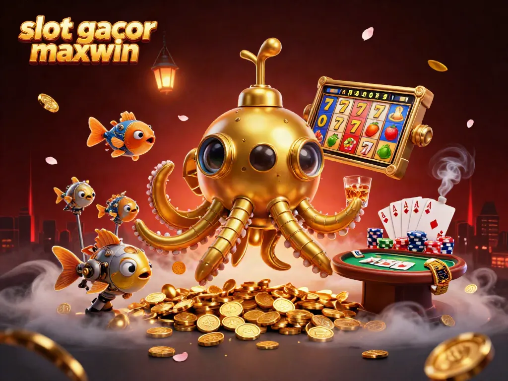 Menangkan slot gacor maxwin dengan tampilan ilustrasi 3D menakjubkan yang dipenuhi koin emas dan elemen kasino menarik.
