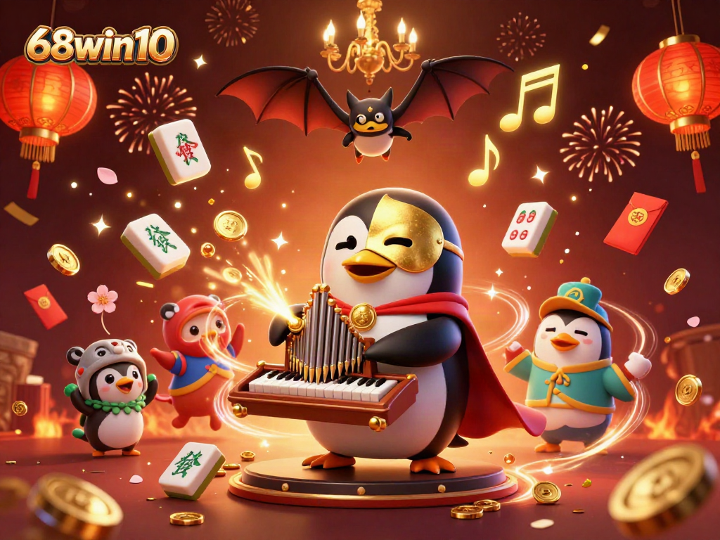 Experience thrilling wins at 68win10 with vibrant 3D casino-themed illustration showcasing exciting gameplay.