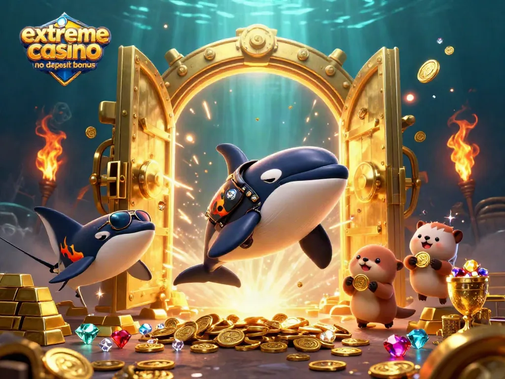 Winning with extreme casino no deposit bonus offers, featuring vibrant underwater characters and treasure.