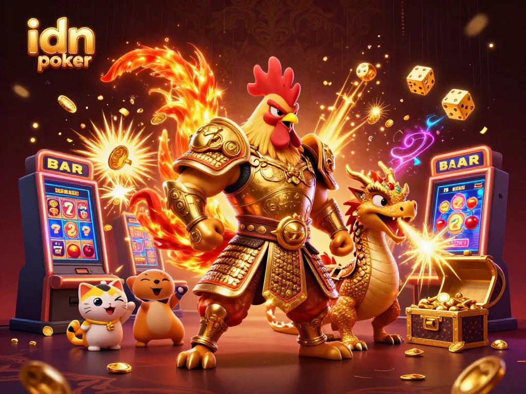 Experience the thrill of idn poker with cartoon characters in an electrifying casino scene.