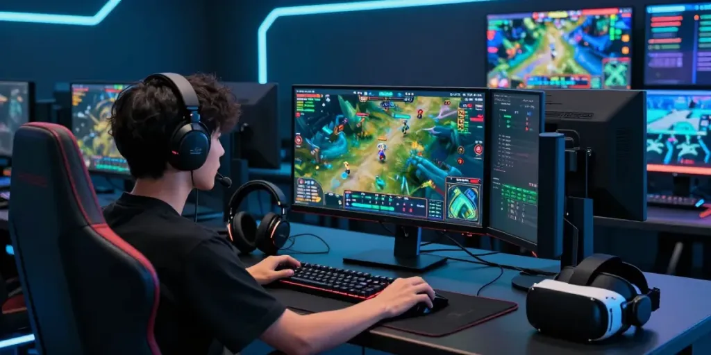 Player immersed in Bos88 gaming with advanced analytics and vibrant displays.