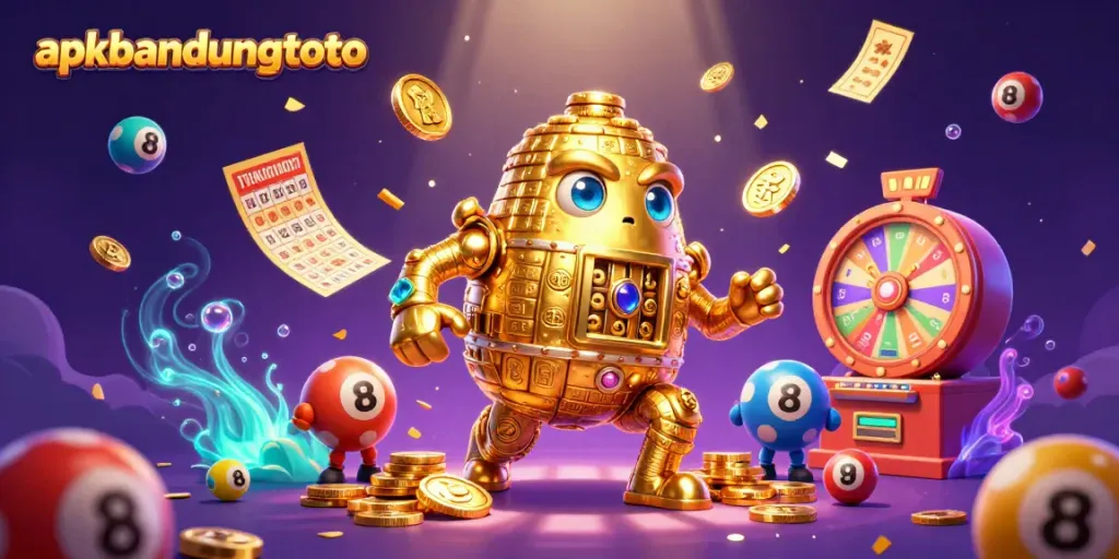 Experience the excitement of apkbandungtoto with dynamic gambling elements and animated golden golem.