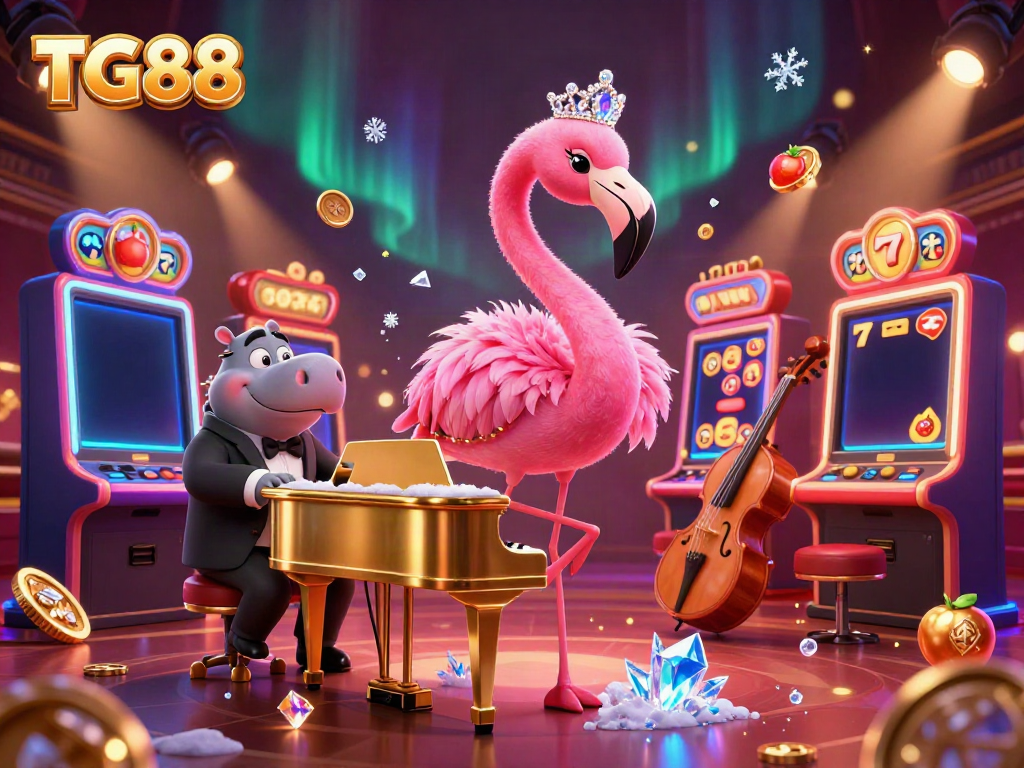 Experience the excitement of TG88 with vibrant 3D slot machines and captivating characters in a casino atmosphere.