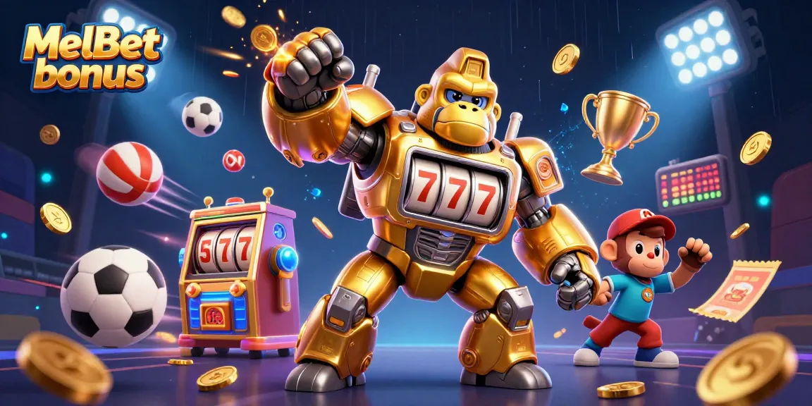 Experience the excitement of the MelBet bonus with our vibrant gambling-themed illustration.