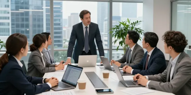Mark Litwin of Marrisa Holdings leading a strategic meeting in a modern office environment.