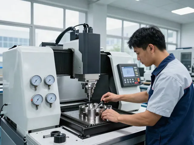 Precision CNC machining supplier technician operating a milling machine in a high-tech workshop.