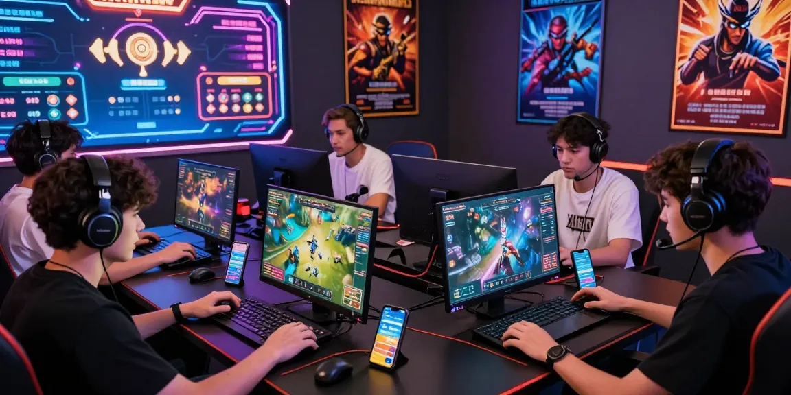 Bigdewa online gaming scene with players intensely engaged in diverse games, showcasing thrilling digital competition.