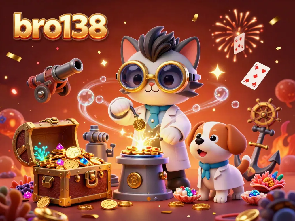 Experience the thrill of winning at bro138 with colorful gems and gold coins from lively 3D casino scenes.