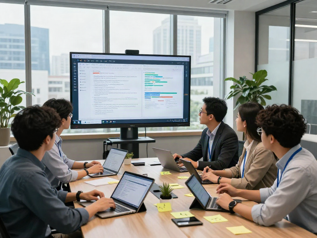 Document fraud detection team analyzing potential fraud in a modern office.