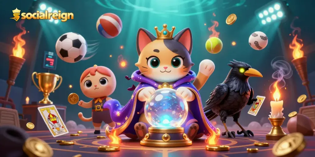 Engage in thrilling betting adventures with socialreign's captivating casino illustration featuring mystic elements.