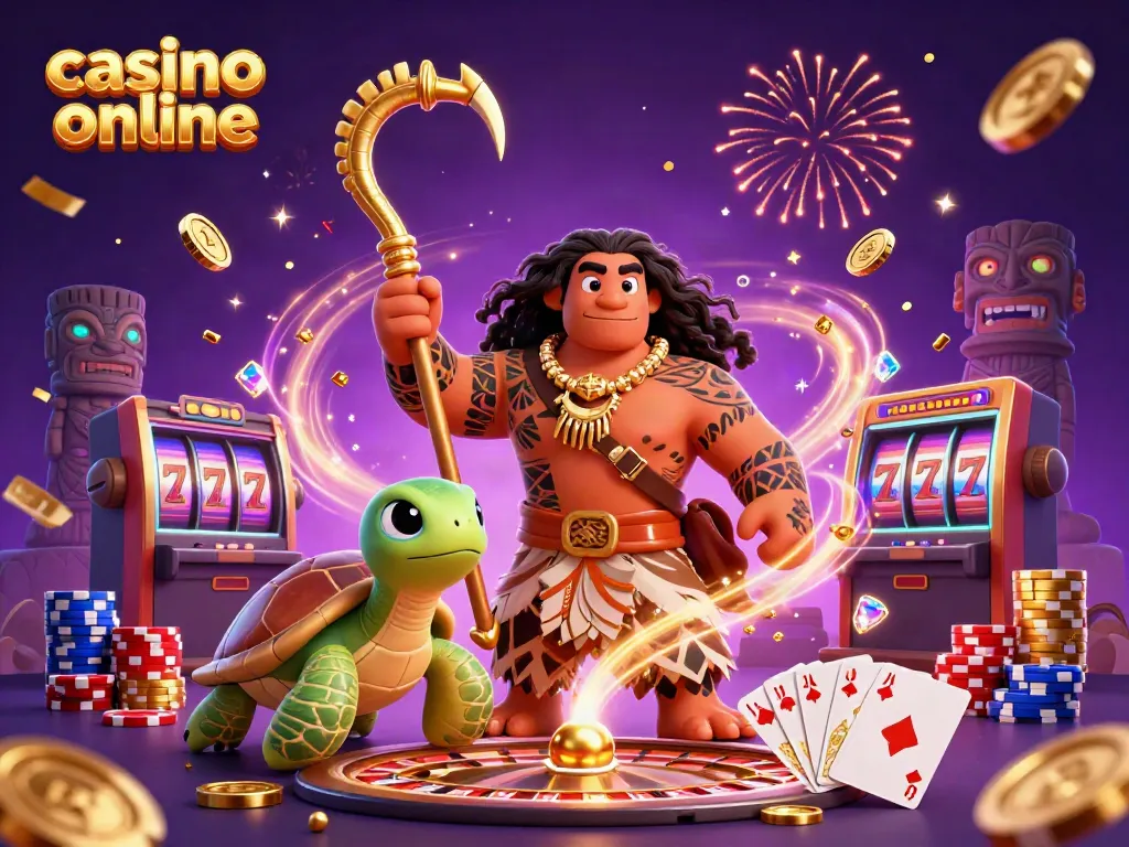 Experience the thrill of casino online with vibrant characters, games, and magical elements all around.