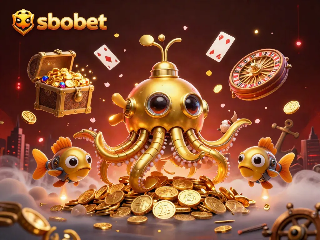 Engage with sbobet as the golden kraken submarine surges through treasures and casino elements.
