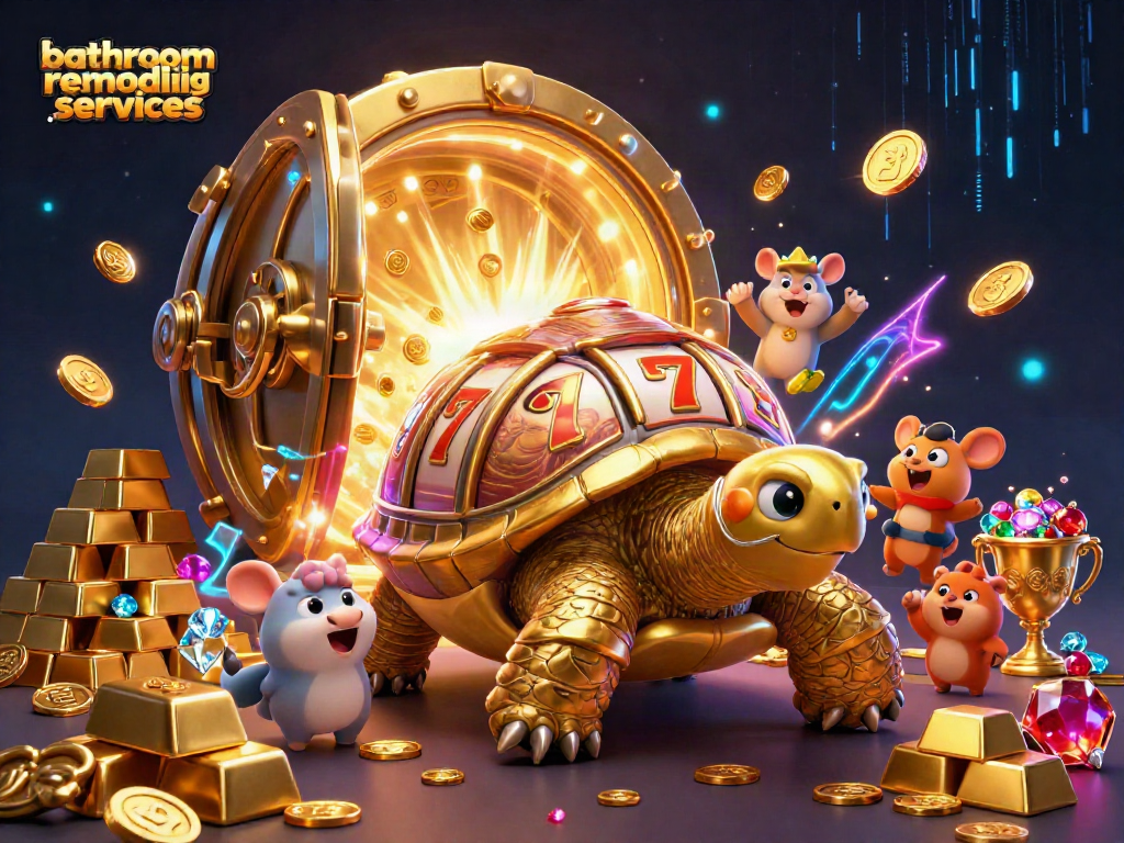 Engage in bathroom remodeling services and experience slot machine excitement as adorable animals await their turn.