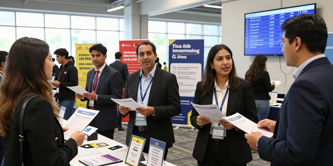 Job seekers engaging at a career fair while searching for หางาน opportunities.