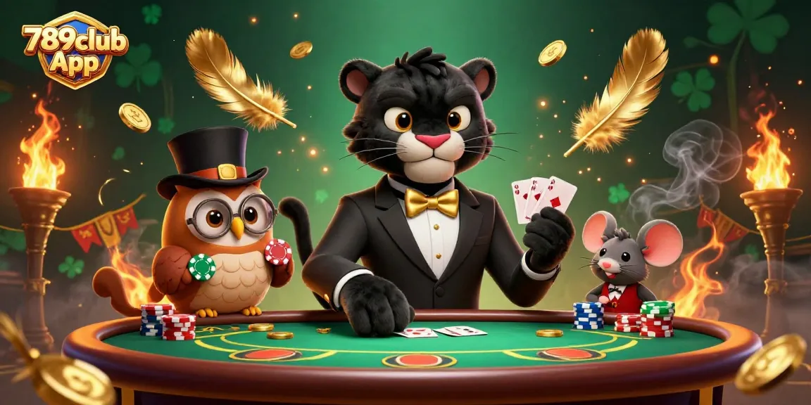 Experience the exciting 789club app with a stylish black panther dealer and vibrant casino elements.