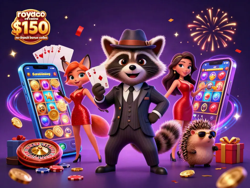 Play at royal ace casino $150 no deposit bonus codes, with vibrant scene featuring casino characters and action elements.