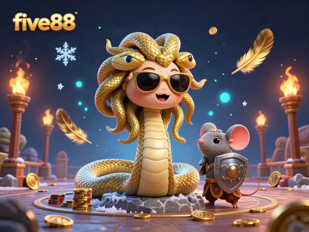 Experience thrilling gameplay at five88 with Medusa, a warrior mouse, gold coins, and captivating gaming elements.