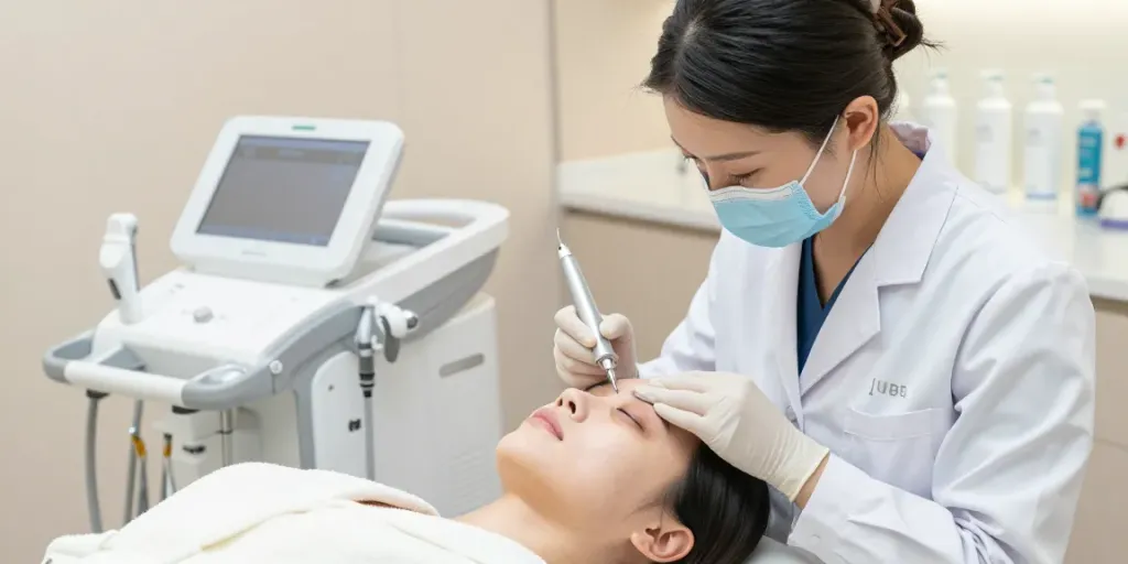 Augenringe entfernen bei einer professionellen Behandlung in einer modernen Klinik.
