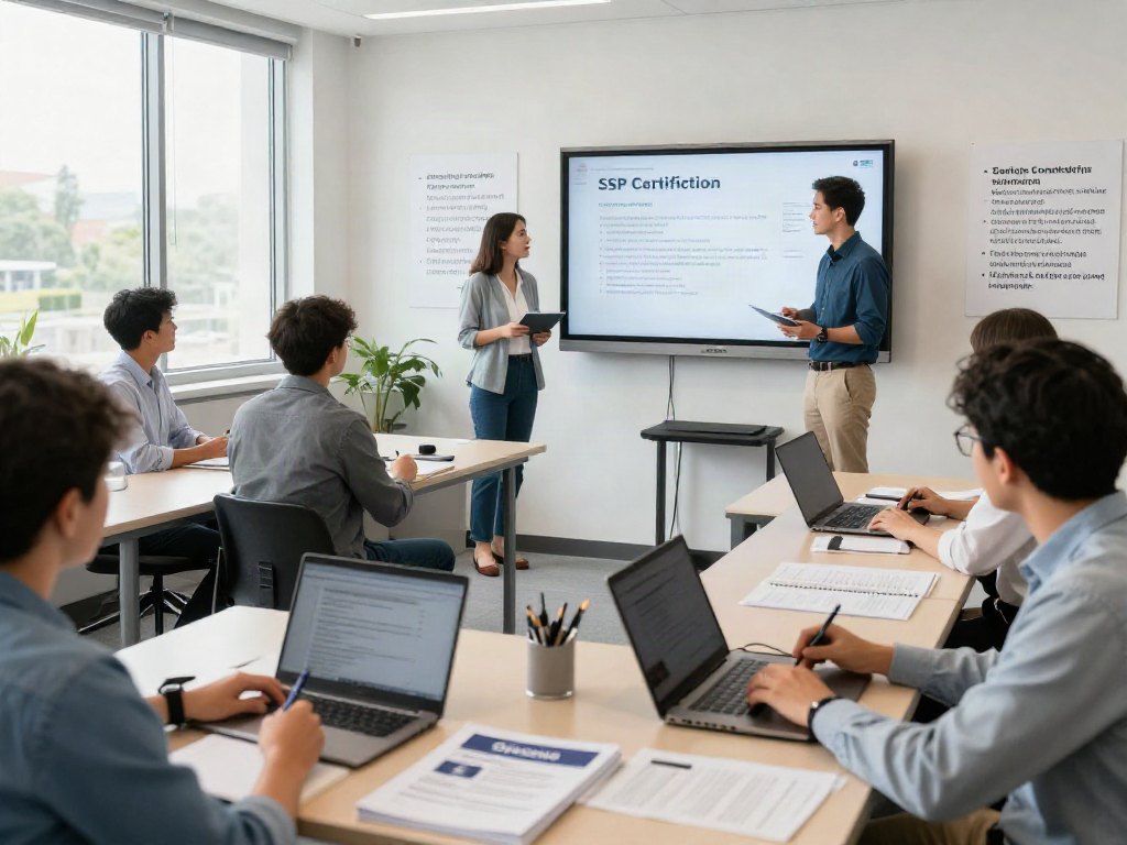 CSP Certification training session with diverse professionals engaged in learning, modern classroom atmosphere.