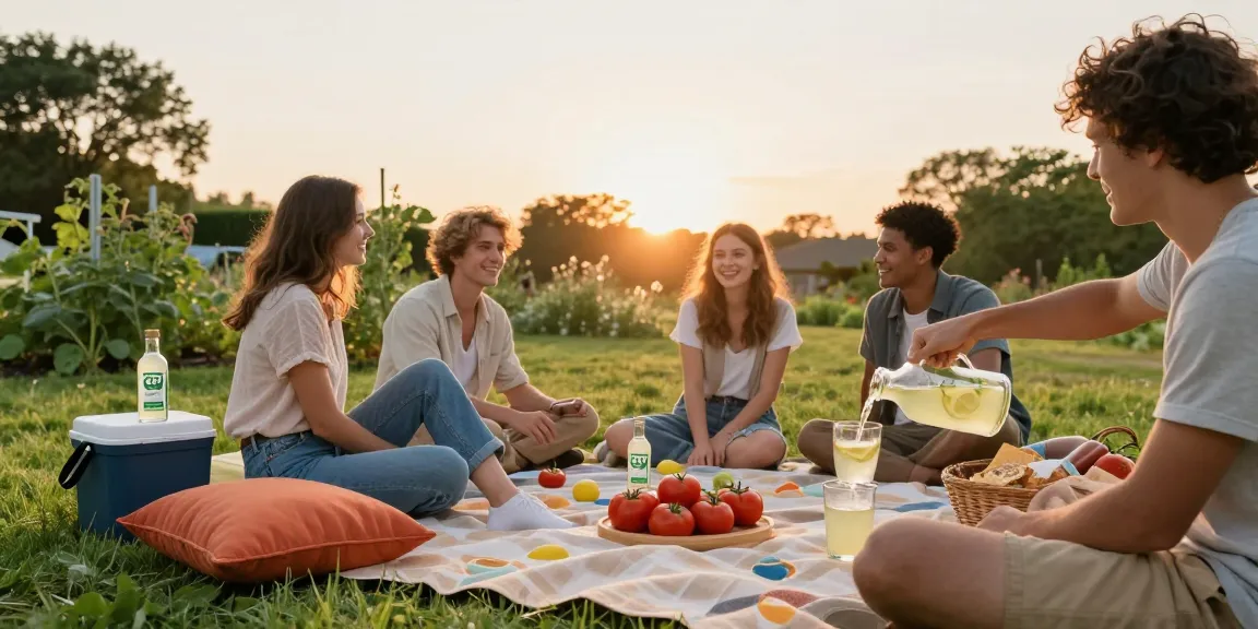 Enjoy cheap tobacco and cigarettes online with a relaxing group picnic scene, showcasing CBD-infused refreshments and natural wellness.