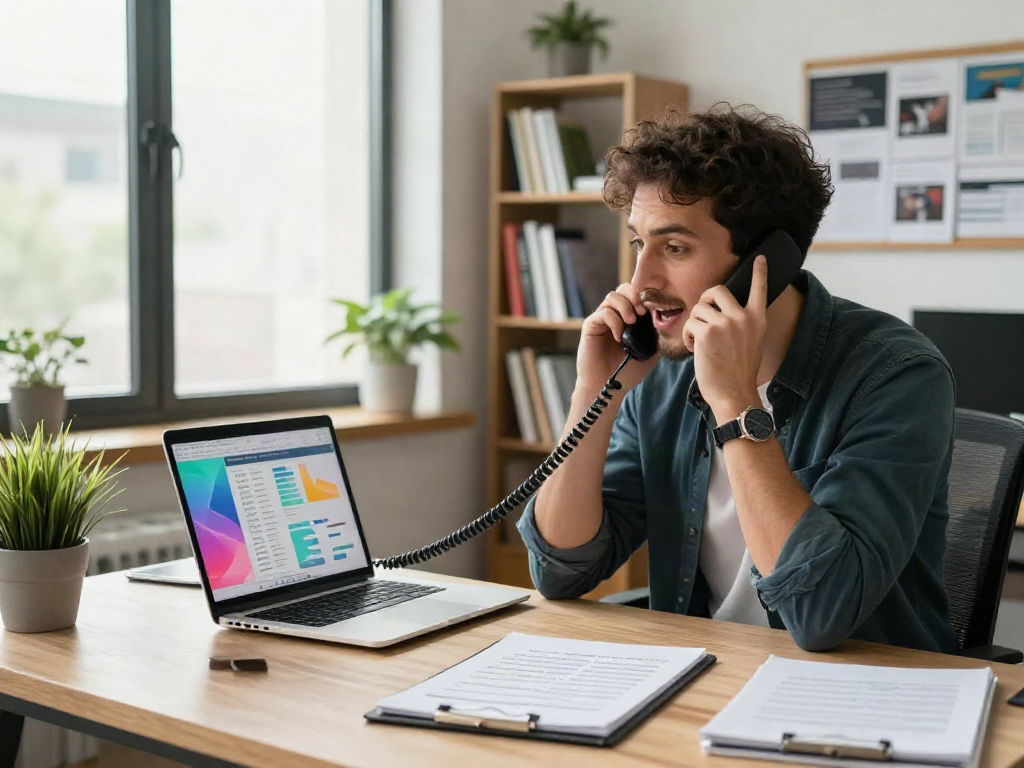 Expert discussing how to buy guest posts on established websites in a vibrant office.