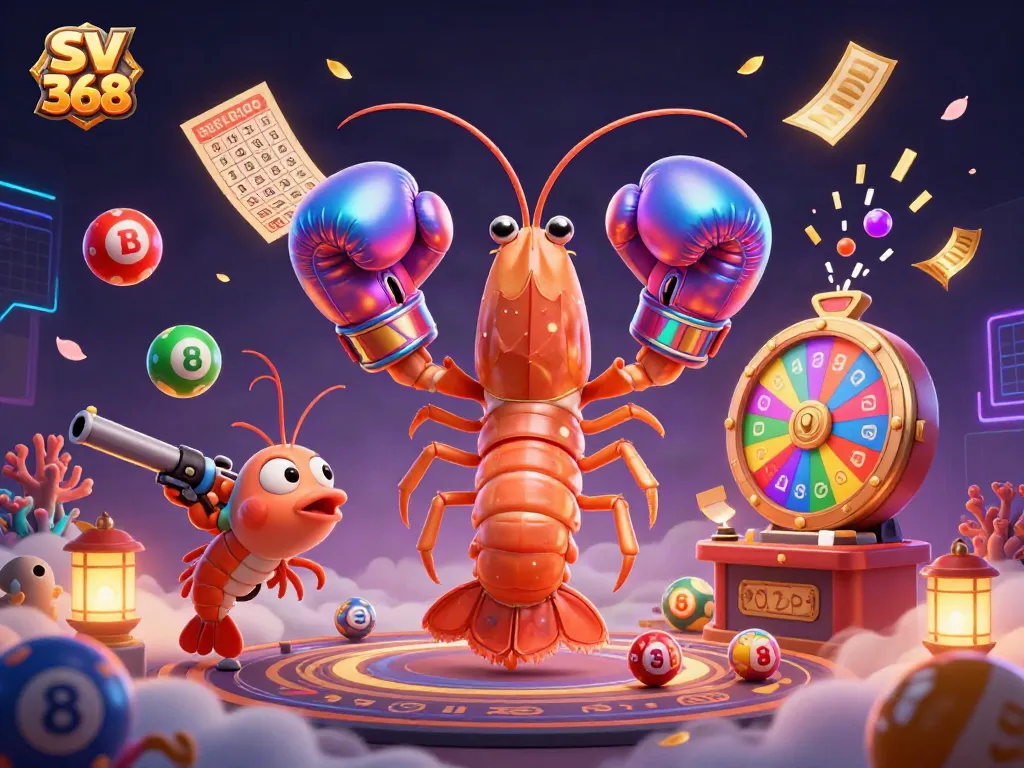 Engage in thrilling gameplay at sv 368 with vibrant lottery elements and dynamic 3D characters.
