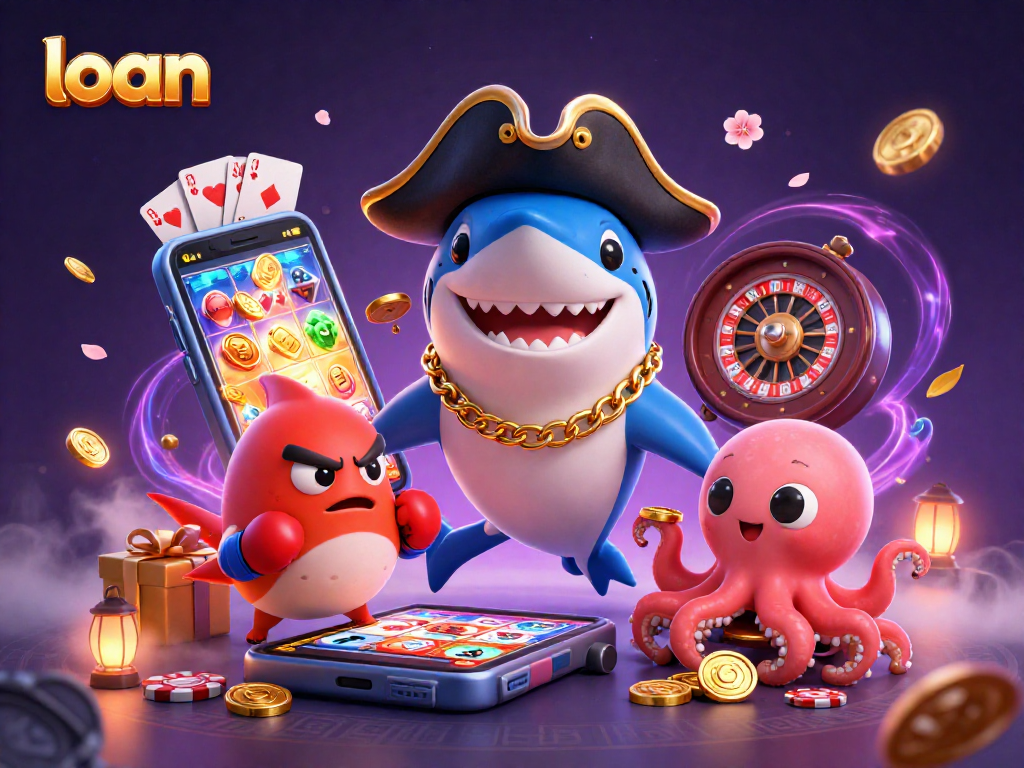 Engage with a loan-themed casino illustration showcasing playful characters and dynamic gaming elements.